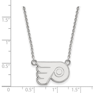 14k White Gold NHL LogoArt Philadelphia Flyers Small Pendant 18 inch Necklace