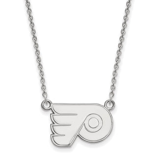 Sterling Silver Rhodium-plated NHL LogoArt Philadelphia Flyers Small Pendant 18 inch Necklace