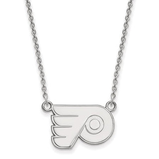 10k White Gold NHL LogoArt Philadelphia Flyers Small Pendant 18 inch Necklace