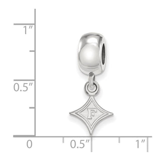 Sterling Silver Rhodium-plated LogoArt Furman University Extra Small Dangle Bead Charm