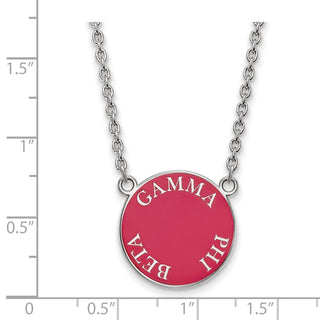 Sterling Silver Rhodium-plated LogoArt Gamma Phi Beta Sorority Text Large Color Enamel Pendant 18 inch Necklace SS013GPB-18