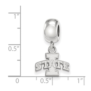 Sterling Silver Rhodium-plated LogoArt Iowa State University Extra Small Dangle Bead Charm