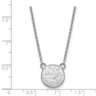 10k White Gold NHL LogoArt New York Islanders Small Pendant 18 inch Necklace