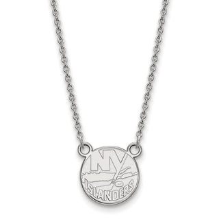 Sterling Silver Rhodium-plated NHL LogoArt New York Islanders Small Pendant 18 inch Necklace