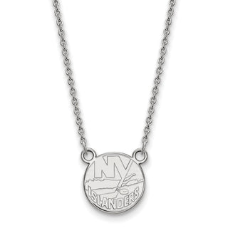 10k White Gold NHL LogoArt New York Islanders Small Pendant 18 inch Necklace