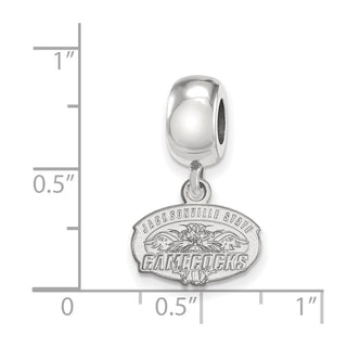 Sterling Silver Rhodium-plated LogoArt Jacksonville State U. Extra Small Dangle Bead Charm