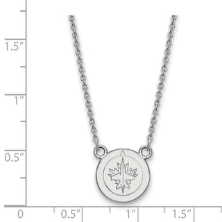 10k White Gold NHL LogoArt Winnipeg Jets Small Pendant 18 inch Necklace
