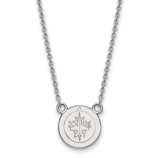 10k White Gold NHL LogoArt Winnipeg Jets Small Pendant 18 inch Necklace