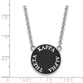 Sterling Silver Rhodium-plated LogoArt Kappa Alpha Theta Sorority Text Large Color Enamel Pendant 18 inch Necklace SS013KAT-18