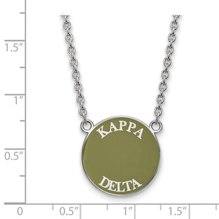 Sterling Silver Rhodium-plated LogoArt Kappa Delta Sorority Text Large Color Enamel Pendant 18 inch Necklace SS013KD-18