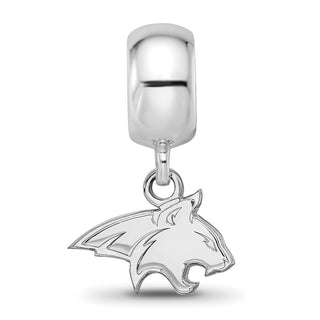 Sterling Silver Rhodium-plated LogoArt Montana State University Bobcat Extra Small Dangle Bead Charm