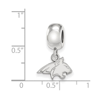 Sterling Silver Rhodium-plated LogoArt Montana State University Bobcat Extra Small Dangle Bead Charm