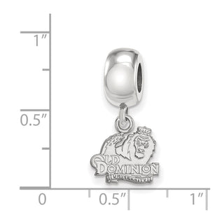 Sterling Silver Rhodium-plated LogoArt Old Dominion University Extra Small Dangle Bead Charm