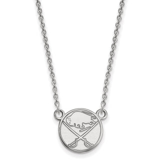 10k White Gold NHL LogoArt Buffalo Sabres Small Pendant 18 inch Necklace