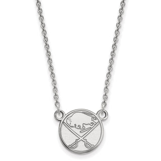10k White Gold NHL LogoArt Buffalo Sabres Small Pendant 18 inch Necklace