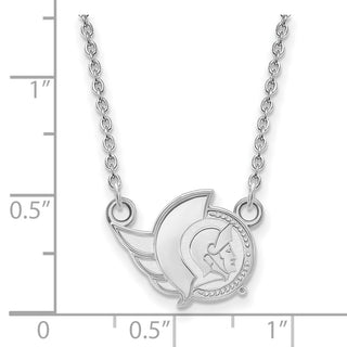 Sterling Silver Rhodium-plated NHL LogoArt Ottawa Senators Small Pendant 18 inch Necklace