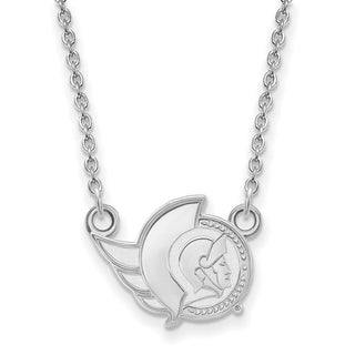 14k White Gold NHL LogoArt Ottawa Senators Small Pendant 18 inch Necklace