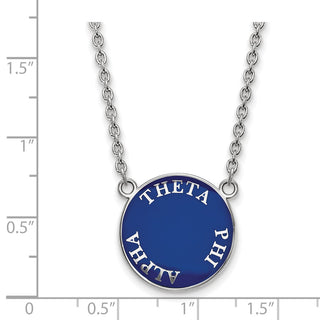 Sterling Silver Rhodium-plated LogoArt Theta Phi Alpha Sorority Text Large Color Enamel Pendant 18 inch Necklace SS013TPA-18
