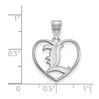 Sterling Silver Rhodium-plated LogoArt University of Louisville Letter L Heart Pendant