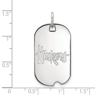 14k White Gold LogoArt University of Nebraska Huskers Small Dog Tag Pendant