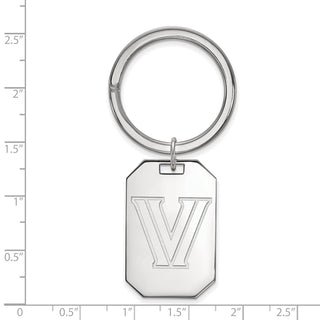 Sterling Silver Rhodium-plated LogoArt Villanova University Letter V Key Ring