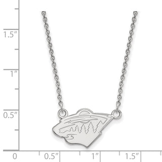 10k White Gold NHL LogoArt Minnesota Wild Small Pendant 18 inch Necklace