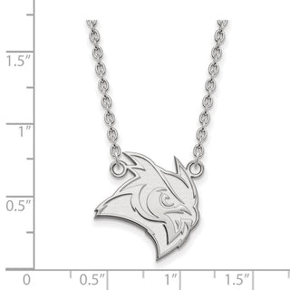 Sterling Silver Rhodium-plated LogoArt Rice University Owl Large Pendant 18 inch Necklace
