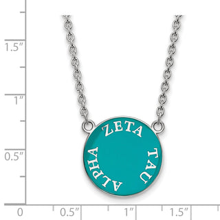 Sterling Silver Rhodium-plated LogoArt Zeta Tau Alpha Sorority Text Large Color Enamel Pendant 18 inch Necklace SS013ZTA-18