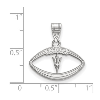 Sterling Silver Rhodium-plated LogoArt Arizona State University Pitchfork in Football Pendant