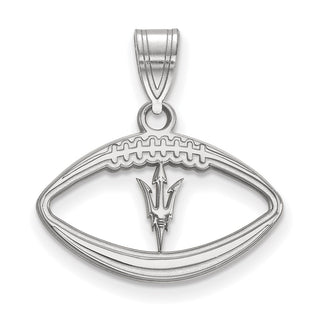 Sterling Silver Rhodium-plated LogoArt Arizona State University Pitchfork in Football Pendant