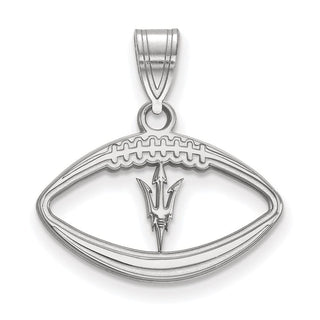 Sterling Silver Rhodium-plated LogoArt Arizona State University Pitchfork in Football Pendant