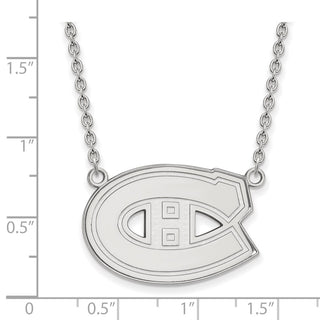 Sterling Silver Rhodium-plated NHL LogoArt Montreal Canadiens Large Pendant 18 inch Necklace