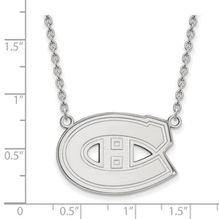 10k White Gold NHL LogoArt Montreal Canadiens Large Pendant 18 inch Necklace