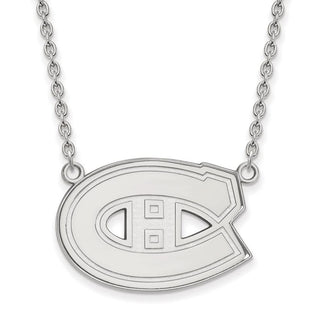 14k White Gold NHL LogoArt Montreal Canadiens Large Pendant 18 inch Necklace