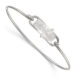 Sterling Silver Rhodium-plated NHL LogoArt Washington Capitals Small Center 7 inch Wire Bangle Bracelet