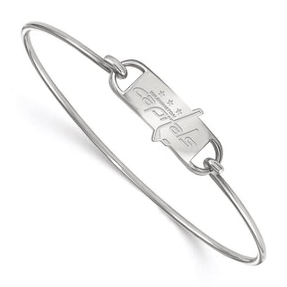 Sterling Silver Rhodium-plated NHL LogoArt Washington Capitals Small Center 7 inch Wire Bangle Bracelet