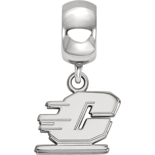 Sterling Silver Rhodium-plated LogoArt Central Michigan University Letter C Extra Small Dangle Bead Charm