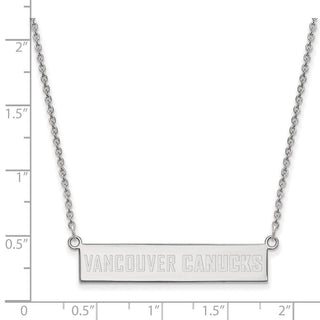 Sterling Silver Rhodium-plated NHL LogoArt Vancouver Canucks Small Bar 18 inch Necklace