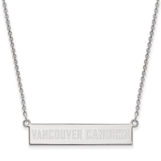 Sterling Silver Rhodium-plated NHL LogoArt Vancouver Canucks Small Bar 18 inch Necklace