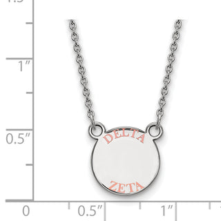 Sterling Silver Rhodium-plated LogoArt Delta Zeta Sorority Text Small Color Enamel Pendant 18 inch Necklace SS014DZ-18