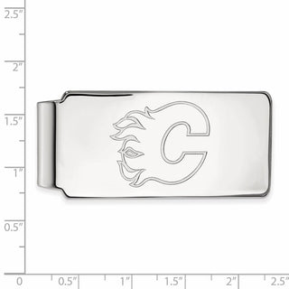 Sterling Silver Rhodium-plated NHL LogoArt Calgary Flames Money Clip