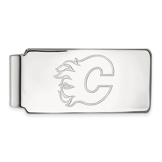 10k White Gold NHL LogoArt Calgary Flames Money Clip