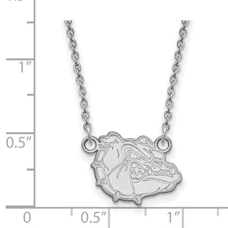 Sterling Silver Rhodium-plated LogoArt Gonzaga University Bulldog Small Pendant 18 inch Necklace