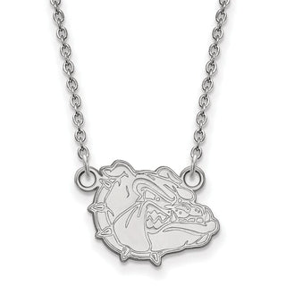 Sterling Silver Rhodium-plated LogoArt Gonzaga University Bulldog Small Pendant 18 inch Necklace