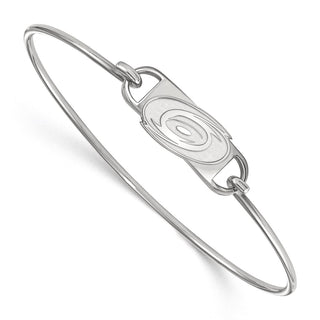 Sterling Silver Rhodium-plated NHL LogoArt Carolina Hurricanes Small Center 7 inch Wire Bangle Bracelet