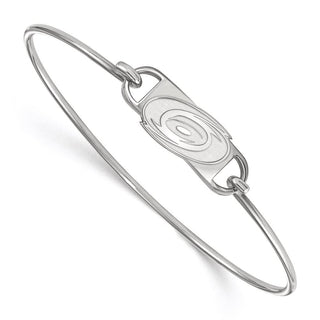 Sterling Silver Rhodium-plated NHL LogoArt Carolina Hurricanes Small Center 7 inch Wire Bangle Bracelet