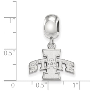 Sterling Silver Rhodium-plated LogoArt Iowa State University Small Dangle Bead Charm