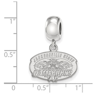 Sterling Silver Rhodium-plated LogoArt Jacksonville State U. Small Dangle Bead