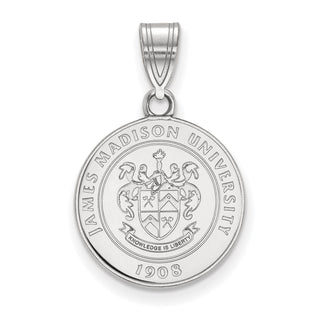 Sterling Silver Rhodium-plated LogoArt James Madison University Medium Crest Pendant