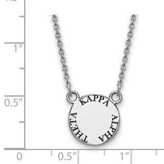 Sterling Silver Rhodium-plated LogoArt Kappa Alpha Theta Sorority Text Small Color Enamel Pendant 18 inch Necklace SS014KAT-18